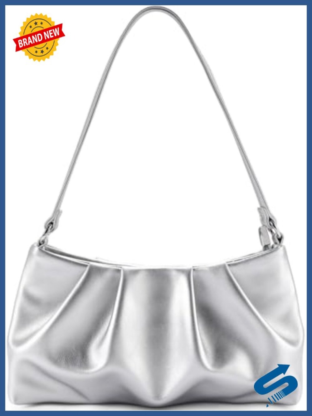 PU Leather Pleated Evening Clutch with Detachable Chain Strap
